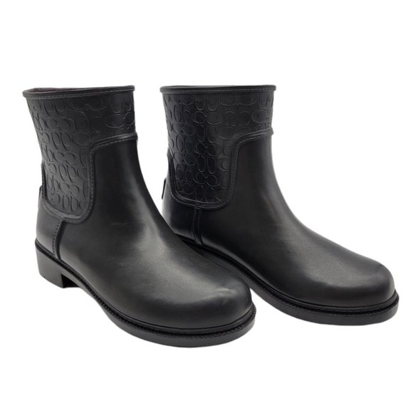 Coach Signature Short Rain Black Boots Size 7